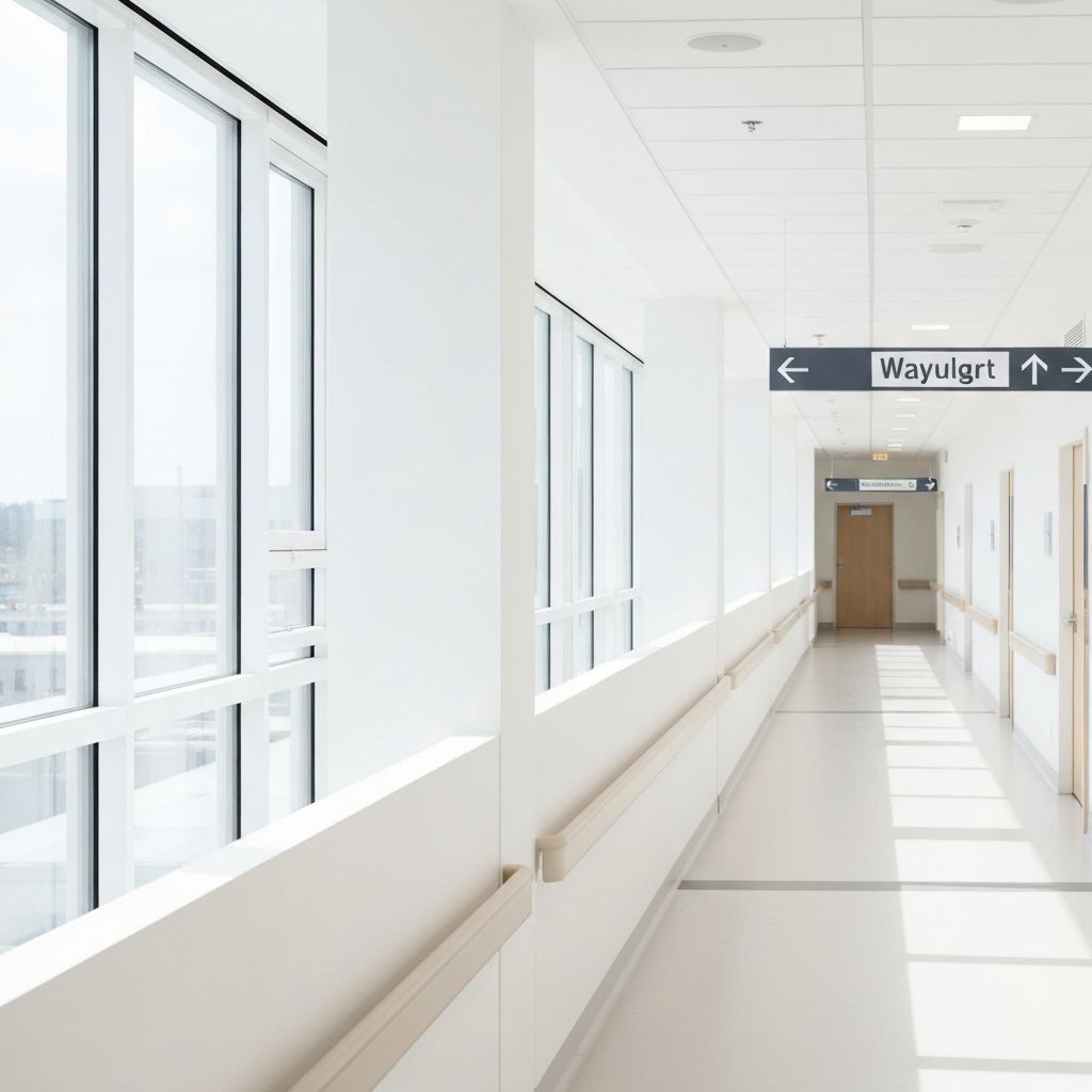 Healthcare professionals in a modern hospital environment